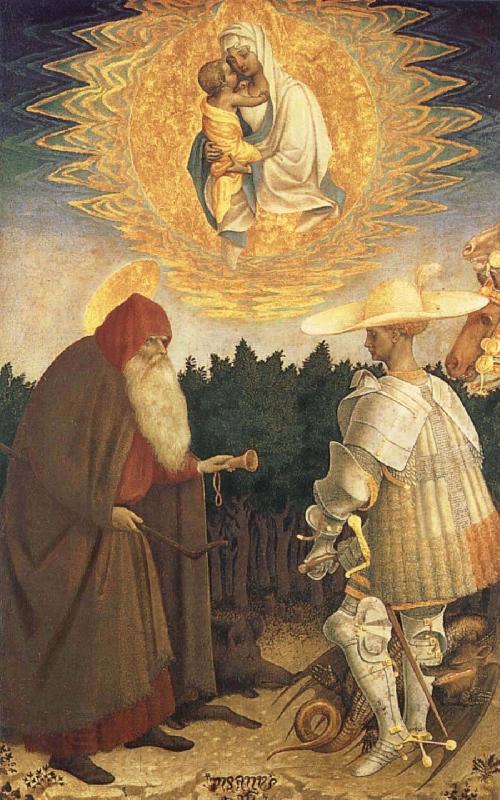 Antonio Pisanello Virgin and child with St. Goran and St Antonius
